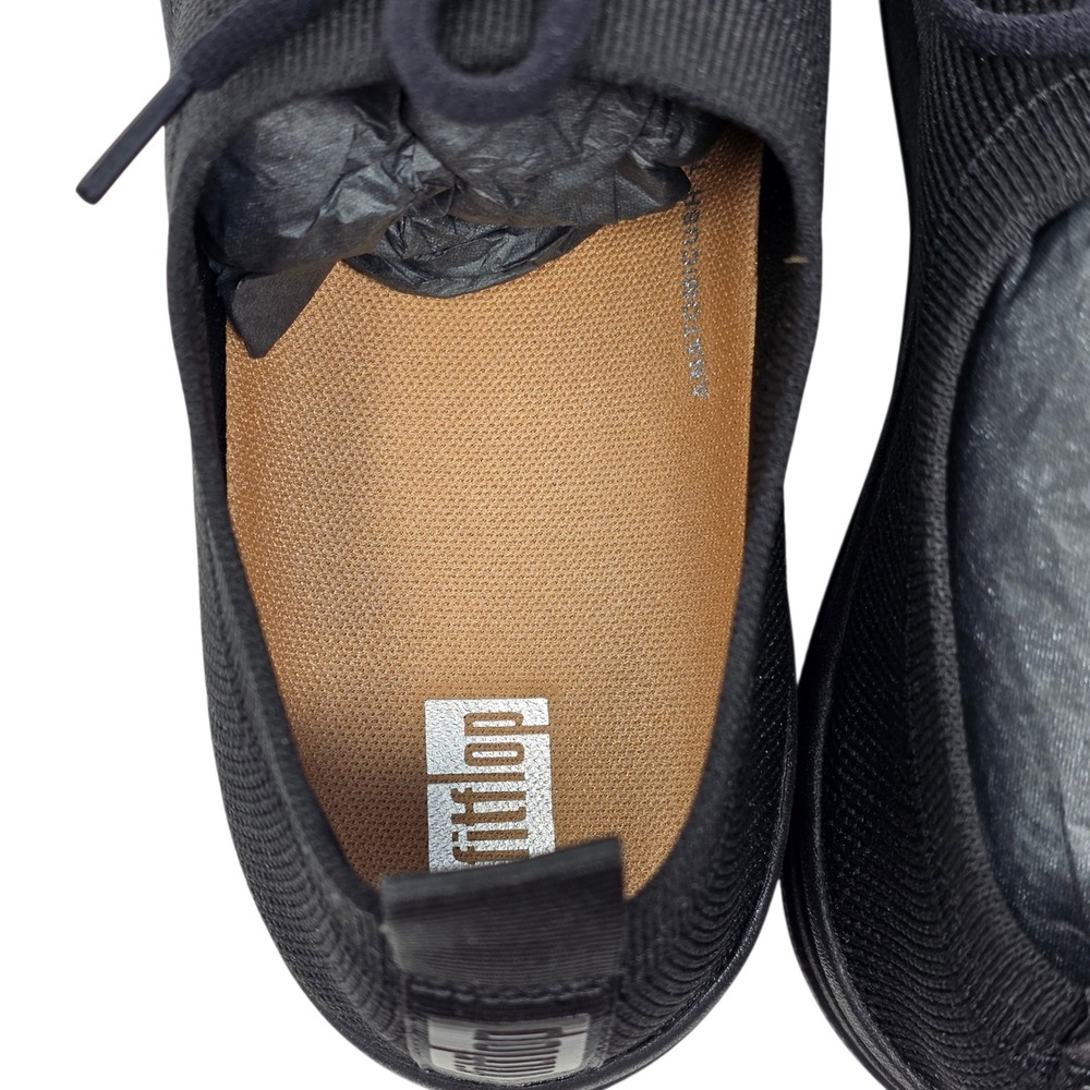 FitFlop F-Sporty Uberknit Sneakers Women All Black Knit Lace Up Sizeβ 8.5 - Picture 9 of 12